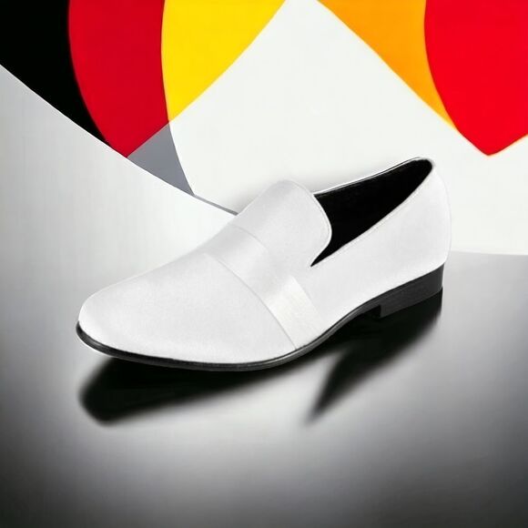 MEN'S AMALI SOLID VELVET WHITE FASHION SLIP ON DRESS SHOE. KNIGHT 11D. - Picture 1 of 6
